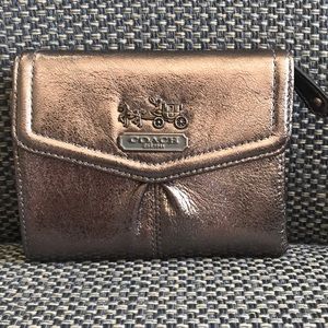 Coach metallic silver wallet